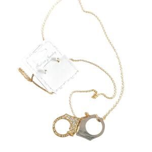 2pc Fashion Handcuff Necklace + Crystal Earrings Set